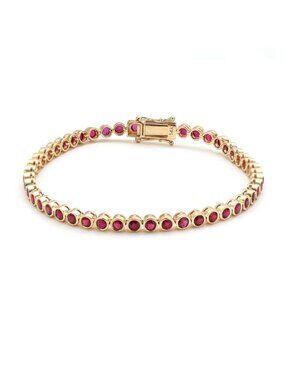 Crimson Ruby 14K (Custom) Yellow Gold Tennis Bracelet